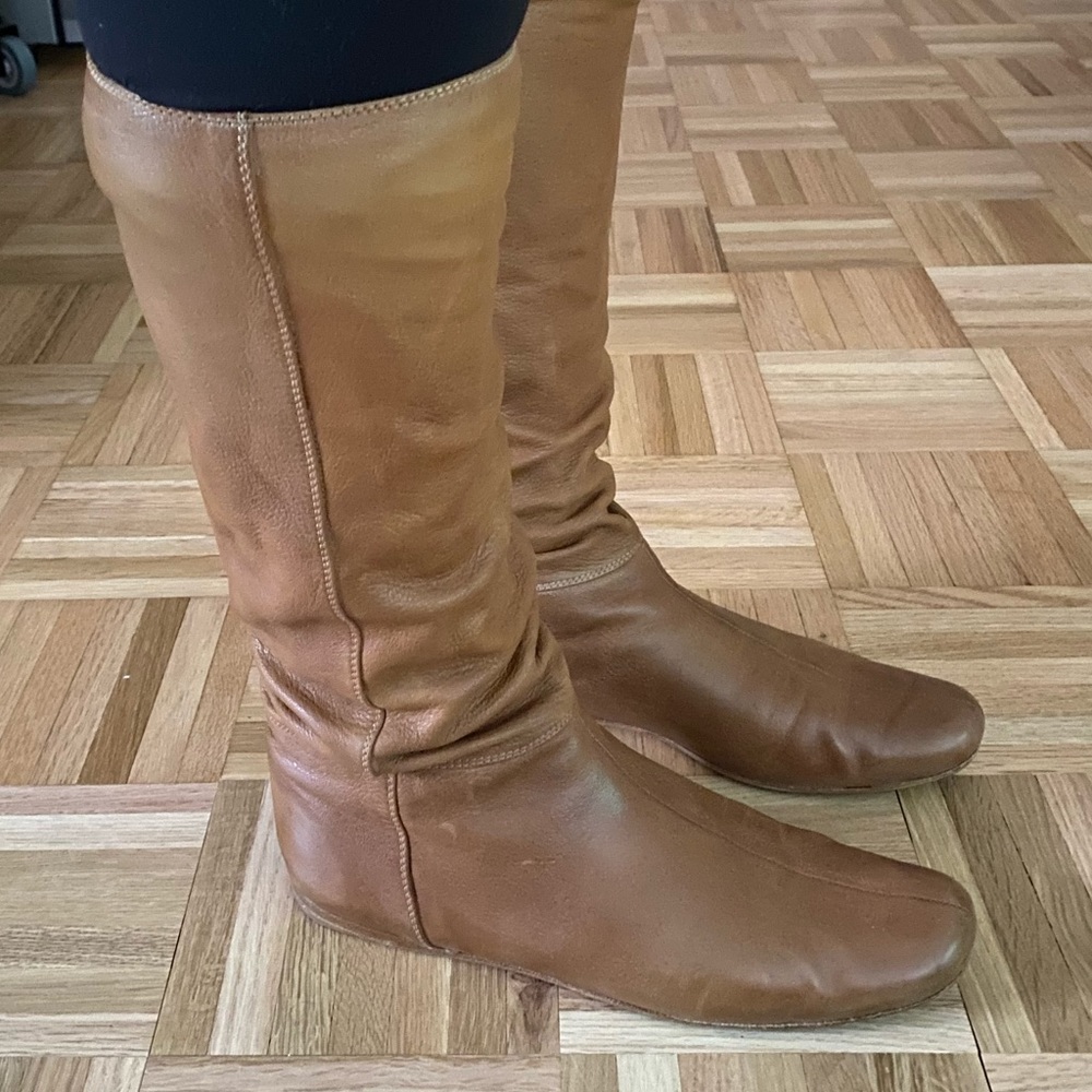 Prada Brown Leather Slouch Boots size 9.5 - Picture 4 of 16